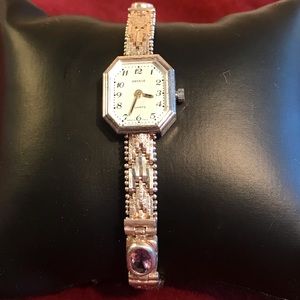 Vintage Silver & Amethyst Geneva Quartz Watch
